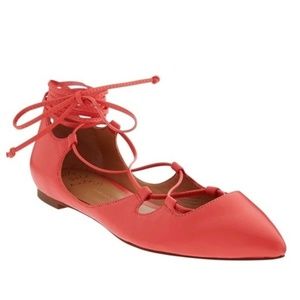 NWOT Banana Republic Coral Classic Ballerina Tie Flats (Size 7)